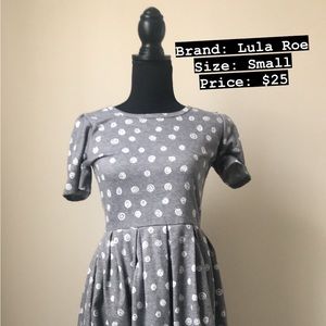 Size Small Lula Roe Grey Polka Dot print dress